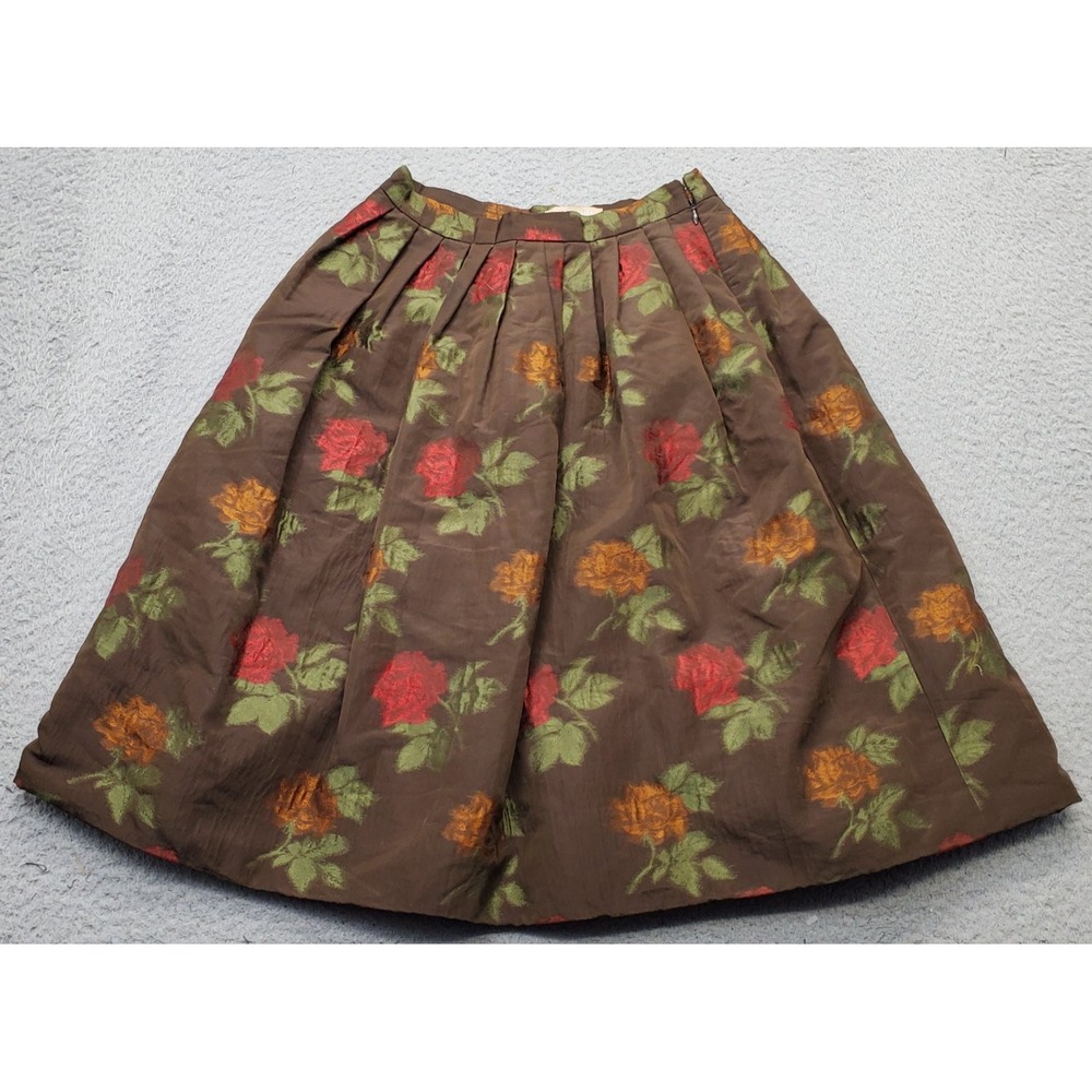 Luca Luca Skirt Women Small Multi Silk Floral Pleated Regular Fit Side Zip EU 40
